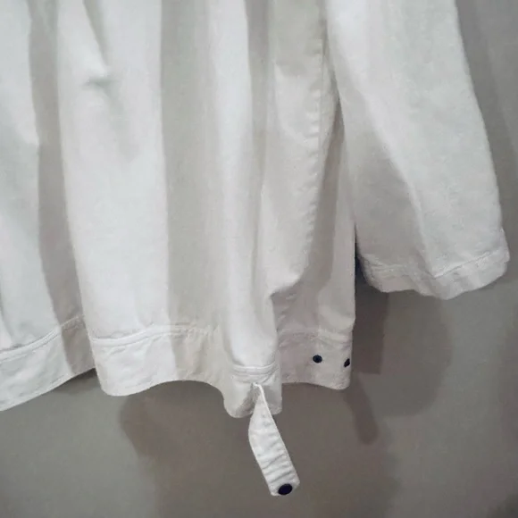 Sejour Long Sleeve Lightweight Denim Jacket Adjustable Waist, White, Size 2X - Picture 7 of 8